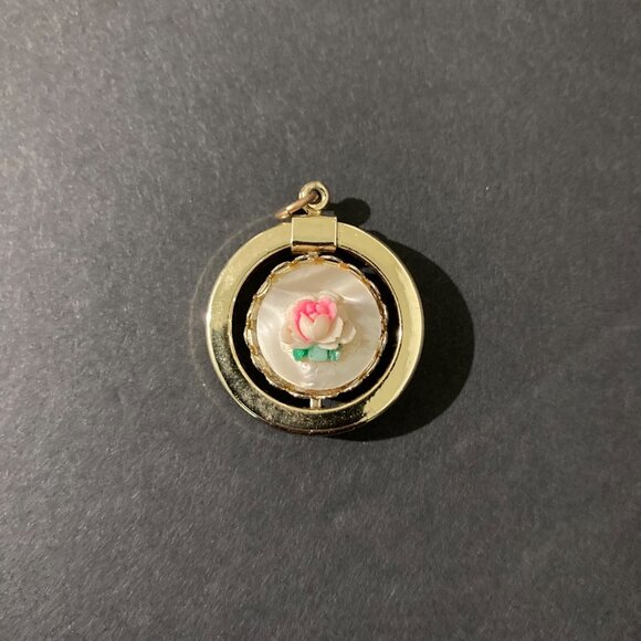 Double Sided Swivel Virgin Mary And Rose Gold-Tone Pendant - Picture 2 of 5